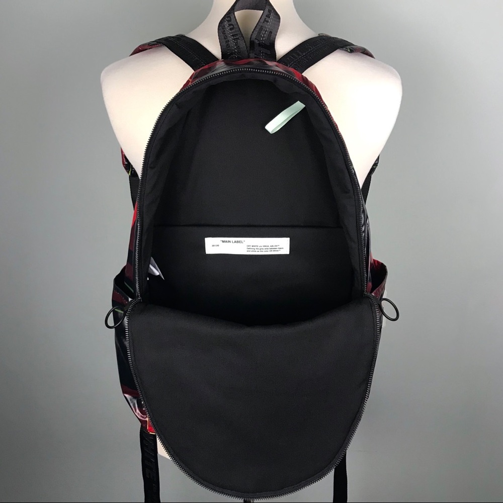 Off-White Red Check Plaid BackPack Virgil Abloh - Picture 6 of 8